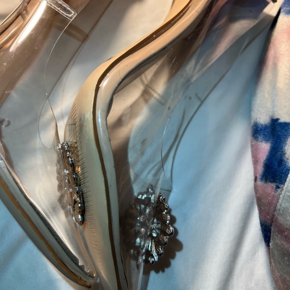 Size 11 transparent & tan Anne Michelle heels with bling on the  front of shoes - Picture 8 of 14